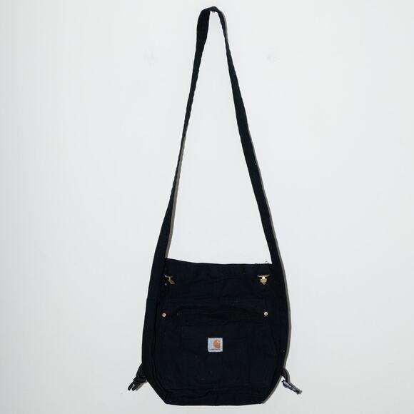 Black upcycled carhartt tote bag /crossbody bag /utility bag - Picture 3 of 7